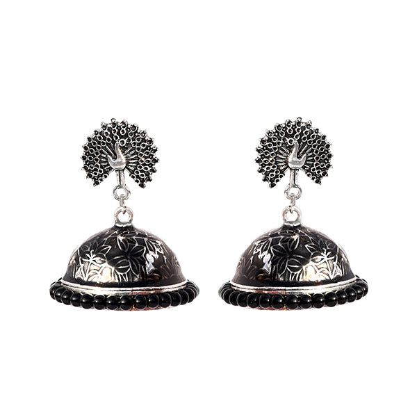 Moedbuille Black Beads Sequins & Pearls Afghan Tasselled Design Gold Plated  Handcrafted Jhumkas
